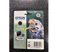 Genuine Epson T0791 Black & T0796 Light Magenta Ink Cartridge Owl Pack of 2