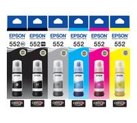 Epson T552 EcoTank 552 Ink Toner Bottle Value Pack Black Photo Grey Cyan Magenta Yellow Genuine Original