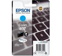 Epson 407 Cyan Keyboard Genuine, Ink Cartridge DuraBrite Ultra WorkForce Pro WF-4745DTWF,20.3ml