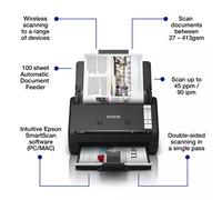 Epson WorkForce ES-550W Wireless Document Scanner | 45ppm / 90 ipm | 100-Sheet Auto Document Feeder | Colour | USB connectivity | Up to A4