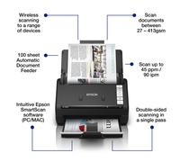 Epson WorkForce ES-550W Wireless Document Scanner | 45ppm / 90 ipm | 100-Sheet Auto Document Feeder | Colour | USB connectivity | Up to A4