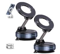 Eptchn Maglock 360 Foldable Magnetic Phone Mount,2025 Upgraded Vacuum 96lbs Ultra Suction Cup Car Phone Holder,Adjustable Phone Stand for Magsafe Cell Phone Holders for Car/Gym/Mirror(2pcs Black)