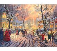 EPTIC 5D Diamond Painting Drill Kits for Adults Victorian Christmas Carol by Thomas Kinkade Pasted Embroidery Cross Stitch Arts Craft for Home Wall Decor 50x60CM