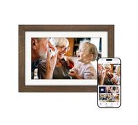 Eptusmey Digital Photo Frame WiFi Built-in 32GB 10.1 Inch Digital Picture Frame Walnut Wood with 1280x800 HD IPS Touchscreen, Send Photo/Video via Uhale App/USB/SD, Birthday Gift for Women Men
