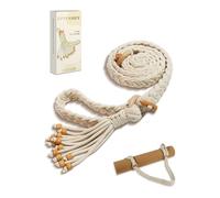Eptusmey Yoga Mat Straps for Carrying, Handmade Braided Boho Bead Tassel Macrame Strap, Adjustable Thick Yoga Mat Carrier/Holder/Organizing, Stretching Band, Gifts for Women (Mat Not Included)