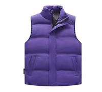EPTWALS Men'S Quilted Padded Gilet Jacket Stand Collar Body Warmer Windproof Sleeveless Jacket Fashion Solid Quilted Vest Outerwear Puffer Vest Winter Warm Waistcoat Coat Purple Xl