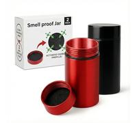 Epulse Smell Proof Jar Container - Stash Jars - Scent Odor Proof Air Tight Storage - Spice Herb Small Jars with Activated Carbon (black-red)