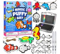 EPUMP 15Pcs Sea Animal Puffy Art - 3D Puffy Art Paint Kit - Magic Puffy Foam Texture Painting Kit, Creative Activity Craft Kits for Kids, Coloring Arts and Crafts for Kids for 3+