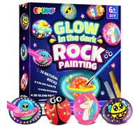 EPUMP Rock Painting Kit - Arts and Crafts for kids Ages 6-12 - Glow-in-the-Dark Stone Painting - Art Supplies - Creative Kids Painting Set Toys - Perfect Christmas and Birthday Gift for Boys and Girls