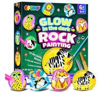 EPUMP Rock Painting Kit for Kids, Glow in the Dark Stone Paint Set | Natural stone paint set with acrylic paints, glow colours and brushes, arts and crafts gift for boys and girls