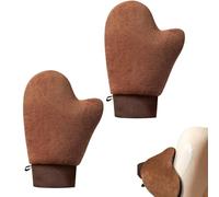 Epunk 2 Pack Brown Velour Tanning Mitt - Streakless Fake Tan Mitt with Anti Slip Wrist Waterproof Applicator for Self Tanner Double Sided Reusable