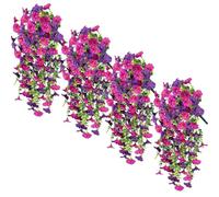 Epunk UV Resistant Artificial Hanging Flowers Outdoor - 4Pcs Morning Glory Vine Plants for Garden Baskets, 75cm Drooping Decor All Weather Fade Proof (A)