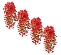 Epunk UV Resistant Artificial Hanging Flowers Outdoor - 4Pcs Morning Glory Vine Plants for Garden Baskets, 75cm Drooping Decor All Weather Fade Proof (B)