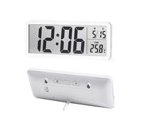 Epunk White Digital Wall Clock with Temperature Display - 20cm Large Screen, Battery/Plug-in Power, Hanging & Tabletop Design for Living Room, Bedroom, Office