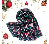 Epunk Women's Large Christmas Scarf 90x180cm - Premium Voile Festive Wrap with Snowflake Print (Lightweight & Multipurpose) (Yeti Green)