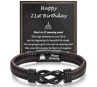 EPVID 21st Birthday Gifts for Men, Engraved Leather Bracelet, Perfect 21 Year Old Presents, Unusual 21st Birthday Gifts for Him Friend Brother Son Nephew Grandson