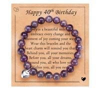 EPVID 40th Birthday Gifts for Women, Beaded Bracelets Presents for Her, Ideal 40th Birthday Gift for Friend Auntie Sister Daughter, Purple