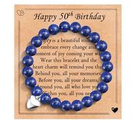 EPVID 50th Birthday Gifts for Women, Beaded Bracelets Presents for Her, Ideal 50th Birthday Gift for Mum Friend Auntie Sister Wife, Blue