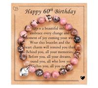 EPVID 60th Birthday Gifts for Women, Beaded Bracelets Presents for Her, Ideal 60th Birthday Gift for Mum Grandma Friend Auntie Sister, Red