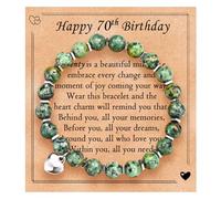 EPVID 70th Birthday Gifts for Women, Beaded Bracelets Presents for Her, Ideal 60th Birthday Gift for Mum Grandma Friend Auntie Sister, Green