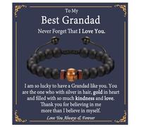 EPVID Grandad Gifts, Tiger Eye Beaded Bracelet Gift for Grandpa, Best Grandad Presents from Grandchildren on Fathers Day Birthday Christmas Thanksgiving