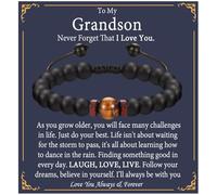 EPVID Grandson Gifts, Grandson Bracelet from Grandma Grandad, Tiger Eye Bracelets Gift for Grandson, Ideal Presents for Grandson on Birthday Christmas Graduation