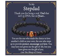 EPVID Step Dad Gifts, Tiger Eye Beaded Bracelet Gift for Stepdad, Ideal Step-dad Presents on Fathers Day Birthday Christmas Thanksgiving