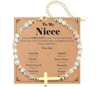 EPVIDO Gift for Teen Girls Christian Cross Bracelet for Women Birthday, Christmas Stocking Stuffers, Baptism, Confirmation, First Communion Easter Jewelry, Gift for Niece, Stone, no gemstone