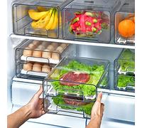 Epzia 1 piece Stackable Refrigerator Drawers Pull Out Bins Double Layer Fridge Organizer Refrigerator Organizer Box Clear Plastic Food Storage Containers Set Produce Saver for Pantry, Freezer