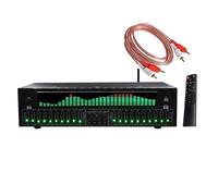 EQ Dual 10 Band Graphic Equalizer,Stereo Graphic EQ8000,31-Band Digital Equalizer,with Dedicated Remote Control & Audio Cable, 12 Rhythm Patterns,Optical Fiber/Coaxial Input