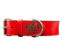 EQ K9 Leather Dog Collar - 100% Real Buffalo/Cow Leather - Handmade - Adjustable - Heavy Duty - Small to XL Dogs (Red, X-Large)