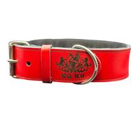 EQ K9 Leather Dog Collar - 100% Real Buffalo/Cow Leather - Handmade - Adjustable - Heavy Duty - Small to XL Dogs (Red, Medium)