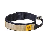 EQ K9 Tactical Dog Collar with Handle, 2 Layers Heavy Duty Military Dog Collar with D Ring, Adjustable Tactical Collars for Dog Training, Traffic, Walking (Gold - Black, M)