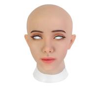 EQAIWUJIE Silicone Realistic Crossdresser Mask - Female Mask for Transgender Halloween Cosplay Drag Queen (White)