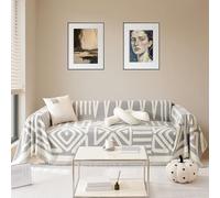 EQEUETN Chenille Boho Sofa Cover 2/3/4 Seater for Leather Sofas, corner sofa cover l shape with Tassel, Pet Couch Covers,Soft,Washable,Breathable,All-season Versatile Fit. (60-150" (Grey, 71" 102")