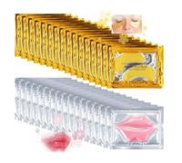 Eqimznv 32 Pairs Eye Masks & Lip Mask, 24K Crystal Gel Collagen Under Eye Patches for Puffy Eyes, Dark Circles, Moisturizing Pink Lip, Reduce Fine Lines, Remove Lip Dead Skin, Mothers Day Gifts Bulk