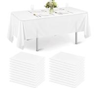 eqivei Pack of 10 White Tablecloths, Disposable for Beer Table, Wedding, Party, Birthday, Beer Tent Set, Rectangular, Waterproof Made of Non-Woven Fabrics, 150 x 280