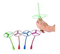 EQLEF 10PCS Twisty Pull String Age 3+ Flying Saucers Spinning Flying Disc Helicopters Toy Educational Toys for Children-Style random, color random