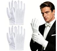 EQLEF 2 Pairs White Cotton Gloves Men, Formal & Versatile White Gloves Men for Fancy Dress, Inspection, Costumes, Wedding