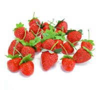 EQLEF 20 pcs Artificial Strawberry Decor in 4 Size, Strawberry Artificial Fruits Decor Red Fruit Strawberry Party Decoration for Home Restaurant Photography Props Christmas Display (Strawberry)