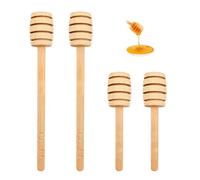 EQLEF 4Pcs Wooden Honey Sticks, 5.9in and 3.15in Wooden Stirrers Durable Honey Dispenser for Kitchen Honey Jar and Party Favors (4 Sticks)