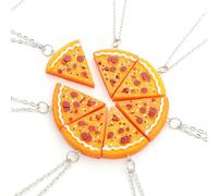 EQLEF® 7 PCS In 1 Set Pizza Necklace Best Friends Forever Necklace For Women Men Children Friendship Best Gifts colar