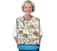 EQLEF Adult Bib, Waterproof Washable Mealtime Clothes Protector Elegent Aid Apron with Crumb Catcher Women