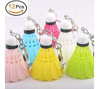 EQLEF Badminton Keychain, Colorful Mini Badminton Ball Keyring Pendant for Sports Lover / 12 Pcs
