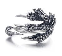 EQLEF Dragon Claws Ring, Mens Gothic Dragon Ring