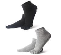 EQLEF Full Toe Socks Yoga Grips Socks, Non-slip Yoga Grip Socks Pilates Socks Cotton Five Finger Toe Socks Grip Socks for Home Sports Dance Exercise