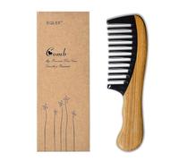 EQLEF Handmade Premium Quality Natural Ox Horn and Sandal Wood Comb, No Static Wide Tooth Pocket Comb for Beard, Moustache and Hair