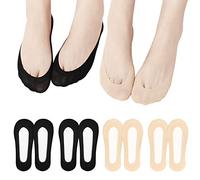 EQLEF No Show Socks Women, Invisible Socks Non Slip Low Cut Socks Boat Sock Hidden Sock Women Breathable for High Heels, Boat Shoes, Sneaker, Loafers (UK, Numeric, 3, 5, Regular, Regular, Black+Nude)