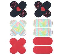 EQLEF Pasties Nipple Covers Stickers, 6 Pairs Widen Disposable Nipple Covers Self Adhesive Black Red and Fantasy Color Breast Petals for Women Girls Ladies
