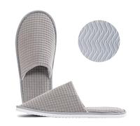 EQLEF Portable Travel Slippers, Soft Coral Velvet Hotel Slippers with Thick 7mm Soles Reusable Anti-Slip Spa Slippers, Grey, UK: 5-9, EU: 38~44